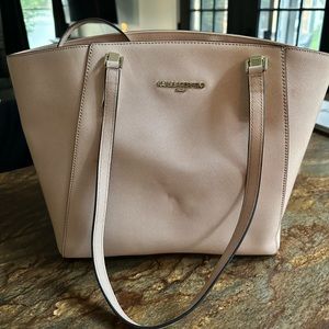 KARL LAGERFELD Paris Suki Blush Monogram Saffiano Tote Bag/Purse w/Wristlet